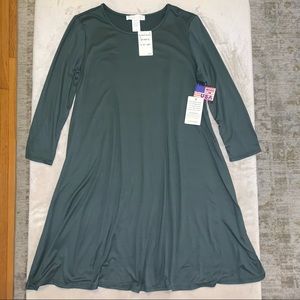 NWT Nordstrom Rack Planet Gold Olive Solid Quarter Sleeve Green Dress